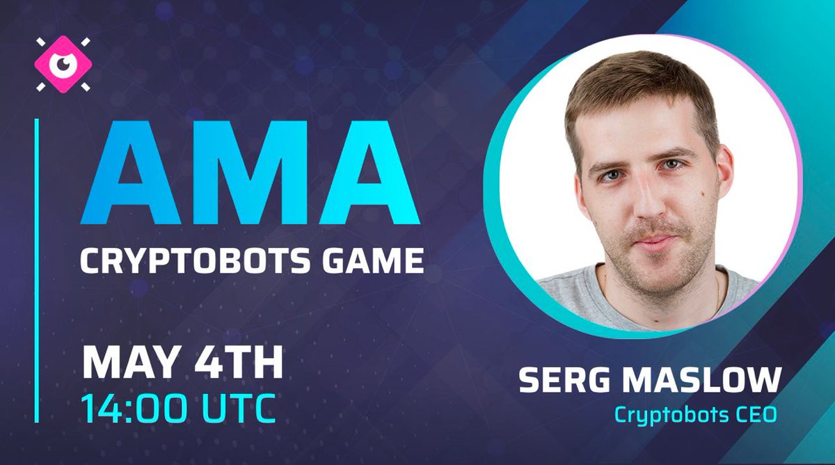 Kryptionix's tweet photo. We’re So Excited that We'll be Hosting Our Next AMA with "CryptoBots"

🗓️ Date : 4th May, 2022.
🕒 Time : 14:00 PM UTC
💰 Prize Pool: 100$ USDT
🏡 Venue: https://t.co/7fHyfWcGoI

RULES: 

1. Follow @cryptobots_game &amp; me
2. Like &amp; Retweet
3. Ask max 5 question &amp; Tag Friends https://t.co/Txdi2T1WJ4