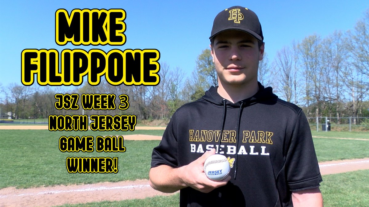 Congrats to Hanover Park's Mike Filippone (<a href="/MikeFilippone22/">Mike Filippone</a>) for winning JSZ's Week 3 North Jersey ⚾️ Game Ball! He cranked a grand slam and had 6 RBI against Morris Hills late last month.

Watch his presentation ⬇️

📽️: jerseysportszone.com/hanover-parks-…

<a href="/HanoverParkHS1/">Hornets</a>