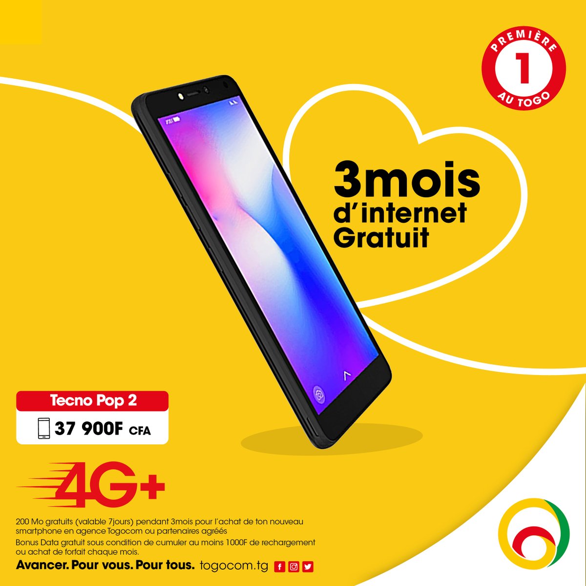 YasTogo's tweet photo. Vite rendez-vous ร lโagence Togocom la plus proche ou chez les partenaires agrรฉรฉs pour tโoffrir ton nouveau Tecno Pop 2 ร 37 900F CFA .๐
A chacun son nouveau smartphone !๐
๐๐ฏ๐ง๐ฐ๐ด 888 : 20๐ ๐๐๐/๐๐ฑ๐ฑ๐ฆ๐ญ
#PromoDevice #Togocom #4G+
#TogocomAvancerPourTousPourVous https://t.co/EWkoFuyGeP