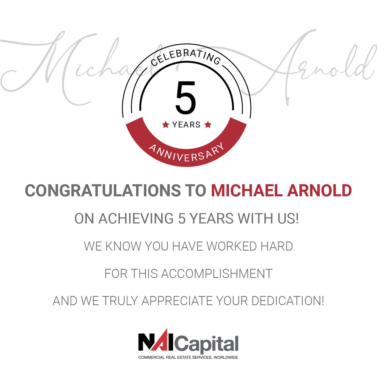 Congratulations to Michael Arnold on celebrating 5 Years with NAI! 🏆 
.
.
.
#may #nai #spring #commercialrealestate #californialistings #losangeleslistings #losangelesbrokers #officeleasing #creativeoffice