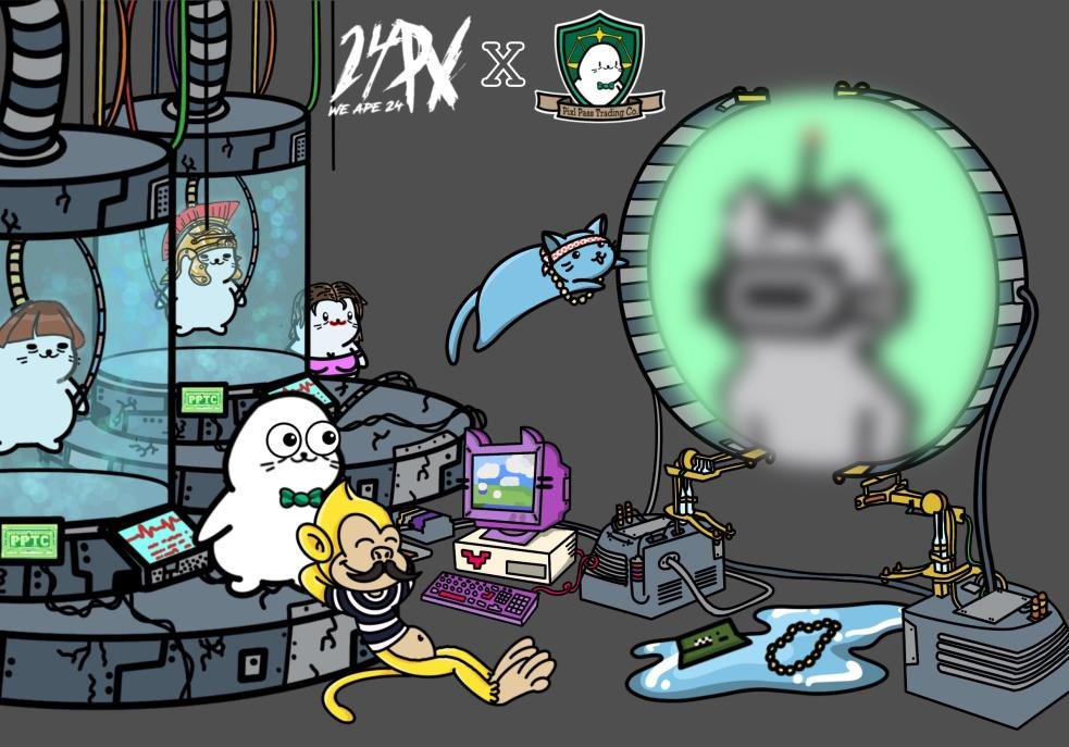 We are excited to announce a Strategic Partnership with 
@PPTrading_Co. We are giving away 1 PPTC Member’s Pass and putting one pass in the 24px treasury for later resale. Art: <a href="/HodlerPete/">petehodler</a> 
How to enter:
1⃣ Like, RT, Tag 2 Frens
2⃣ Follow @PPTrading_Co
3⃣ 24px/weape24 holder🦧🐱