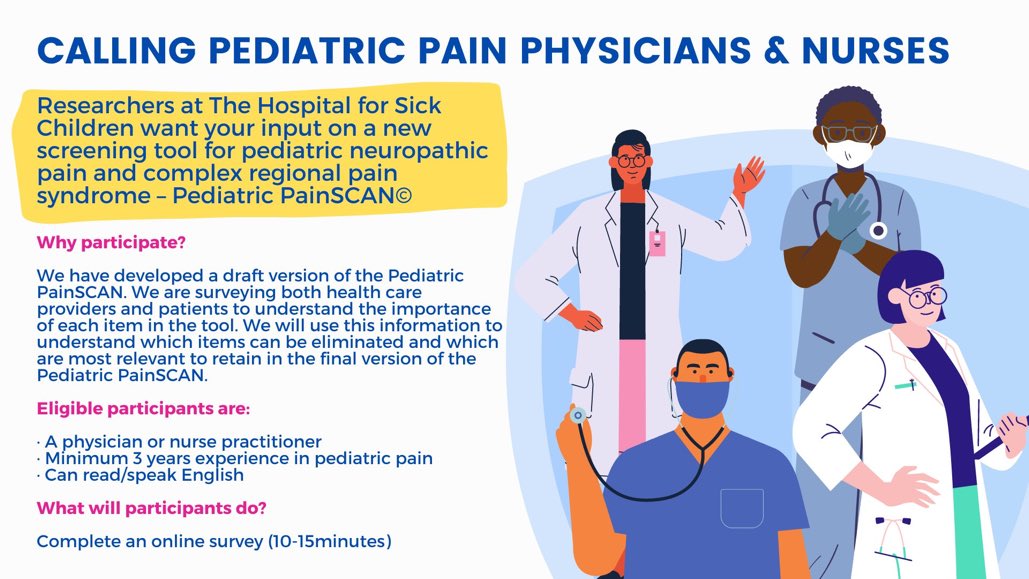 Are you a MD or NP with expertise in pediatric pain? 👀

We are inviting you to tell us what you think about a new screening tool for neuropathic pain and complex regional pain syndrome called the Pediatric PainSCAN.

Click here for more info > bit.ly/3J43mwC