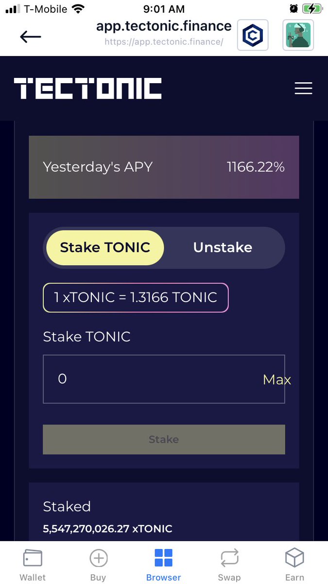 Tectonians's tweet image. $TONIC APY 1166.22% MADE 200M IN ONE NIGHT!