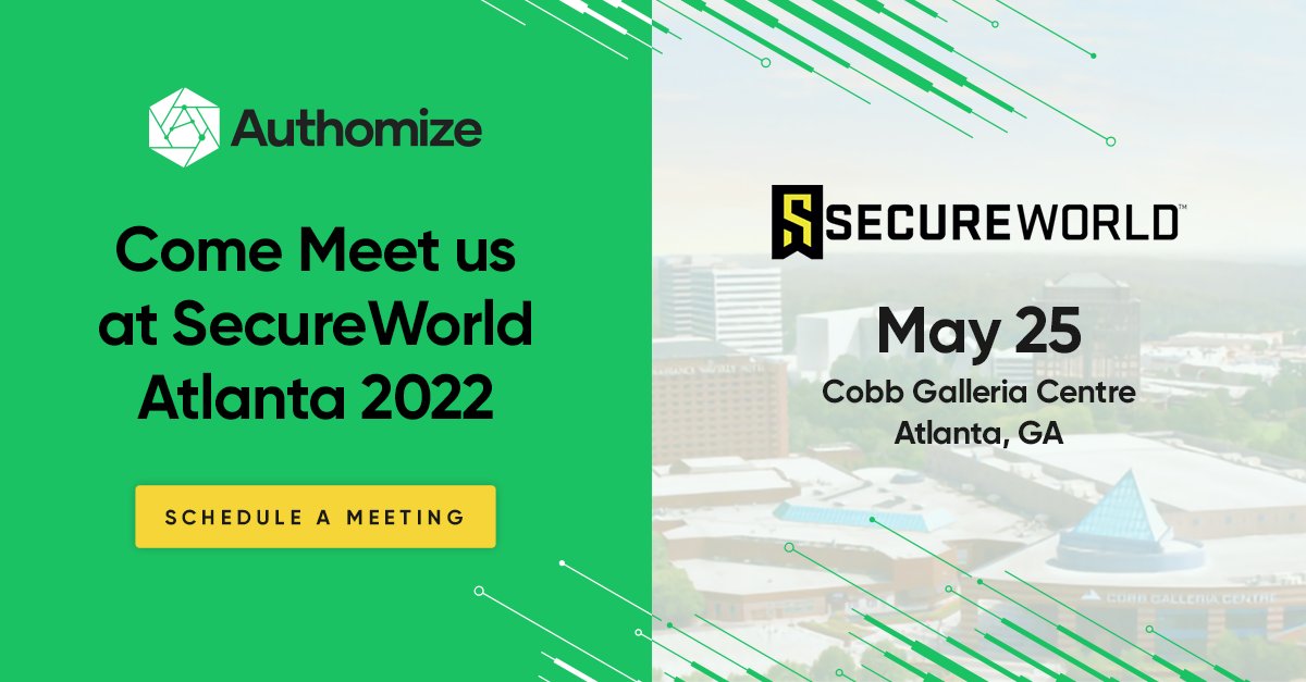 authomize's tweet photo. Will you be joining us in Atlanta? Come meet us at @SecureWorld on May 25th at the Cobb Galleria Centre, booth #250!
Schedule your meeting with us hereπ
https://t.co/XvxYSUOWyc
#SWATL22 #weareauthomize #cybersecurity #identityandaccessmanagement https://t.co/eOBvRzkwYT