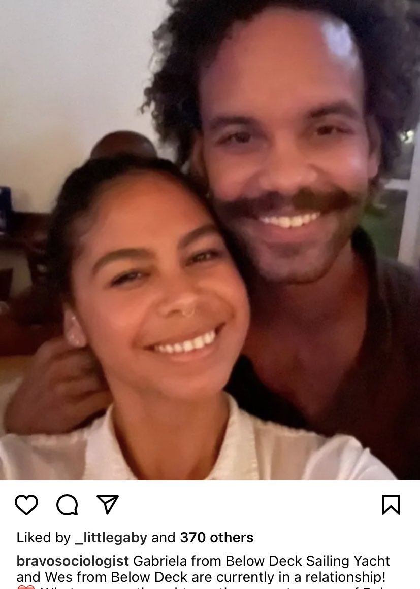 maximusmom13's tweet photo. For my fellow #BelowDeckSailingYacht &amp; #BellowDeck Fans, Gabriela &amp; Wes are dating. 💜 https://t.co/MKadqbePT7
