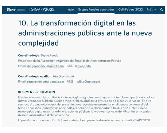GIGAPP's tweet photo. 📌📢‼️ #lastcall #callpapers #GIGAPP2022 “La #TransformacionDigital en las #AdministracionesPúblicas ante la nueva complejidad” Coord. @diepando y @RitaGrandinetti @AAEAPPok [Quedan solo 5 días ¡Último días!] https://t.co/rkOvb85NWr https://t.co/rgxTcimtEz