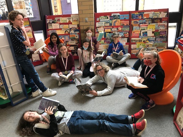 dr_macgillivray's tweet photo. Ever wonder what the Battle of the Books Clarington Champions do in their spare time? They wear their medals, celebrate, and study for next year of course! So proud of this crew! #GoMACCats #WeAreKPR https://t.co/1RVby3NzFK