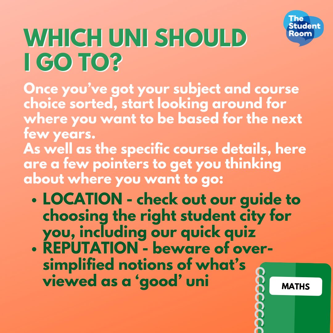 thestudentroom's tweet photo. Once you have your subject and course sorted, it's time to think about what university you should go to 🎓🗺️
For some quick pointers, read this 👇 and for some in-depth advice, click here: https://t.co/hXeM7YHwET ����🙌
#University #UniChoice #UniDegree #UniStudent https://t.co/8vQw5SVG3u
