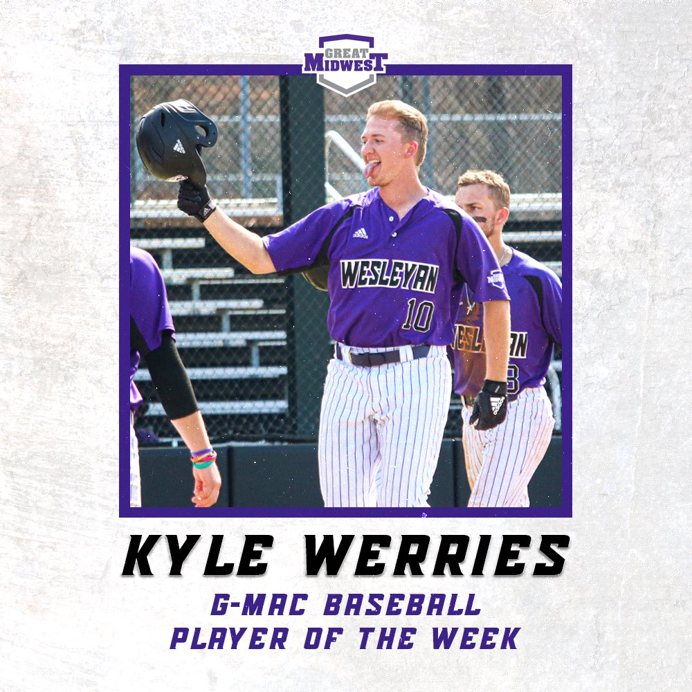 Thanks to his performance against Hillsdale this weekend, Kyle Werries has been named the G-MAC Player of the Week! 

#OneTeamWesleyan | #ForTheW