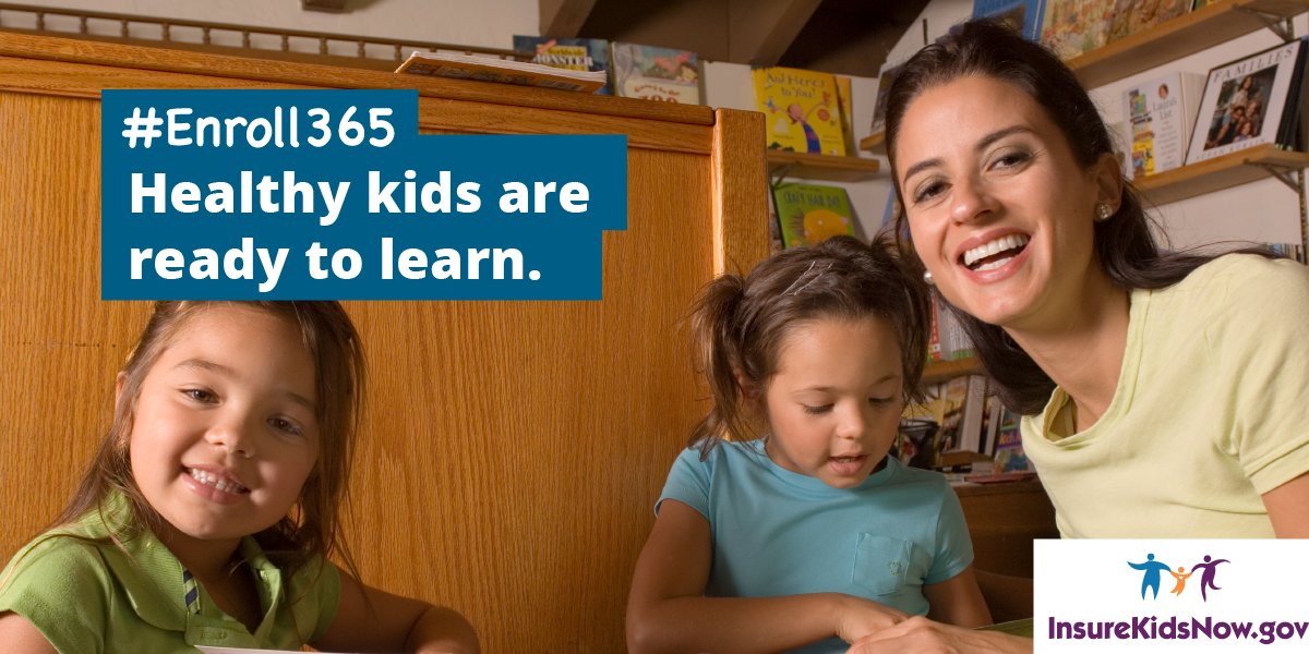 ECEConsortium's tweet photo. No matter where schooling takes place, kids who 
have health coverage are better prepared to learn 
and are less likely to miss school. Learn how you 
can apply for #Medicaid and #CHIP and get your 
kids ready for school! 
#Enroll365 https://t.co/9JTo9JVFK2