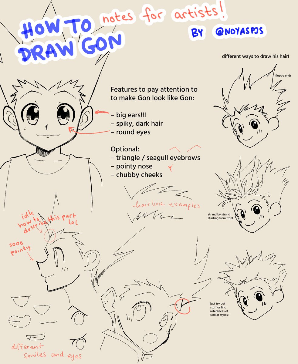 It's Gon's bday on the 5/5 so here's my guide / tutorial from last year, this time in the correct order haha i think it'd be so cute to see many little Gons on his bday :') #hxh 