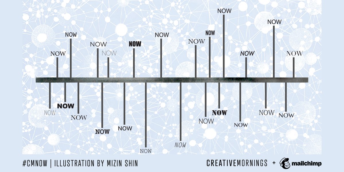 May’s theme is Now, chosen by <a href="/BFLOisCreative/">bfloiscreative</a>, illustrated by Mizin Shin, and presented by @mailchimp. It is not our task to master time, but to savor it. Feel the air on the back of our necks and marvel at the radiance of the present moment. For all we ever have is now. #CMNow