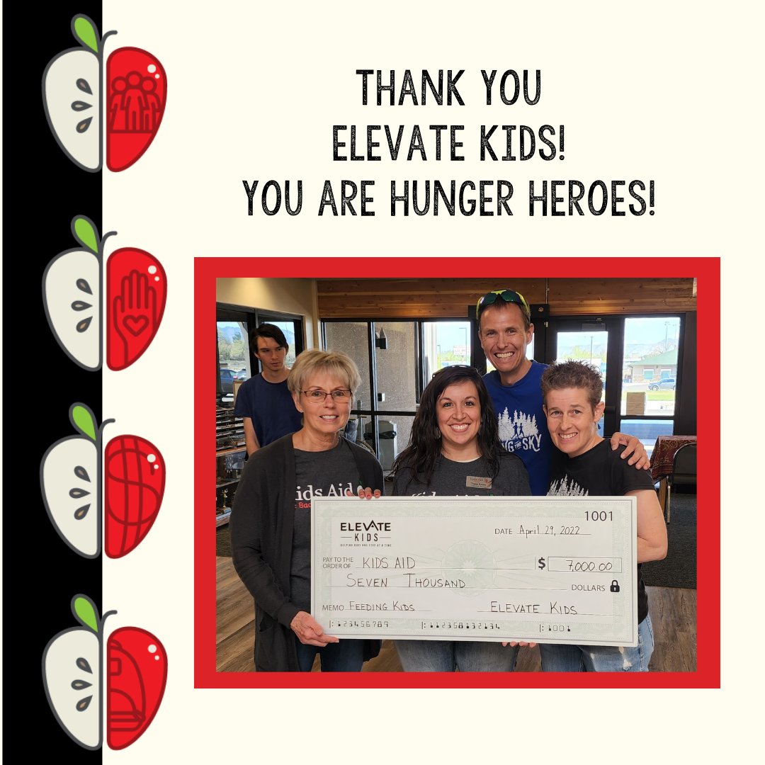 We are so grateful for a community that supports our efforts to feed kids. Thank you Elevate Kids for helping our mission. We appreciate you!