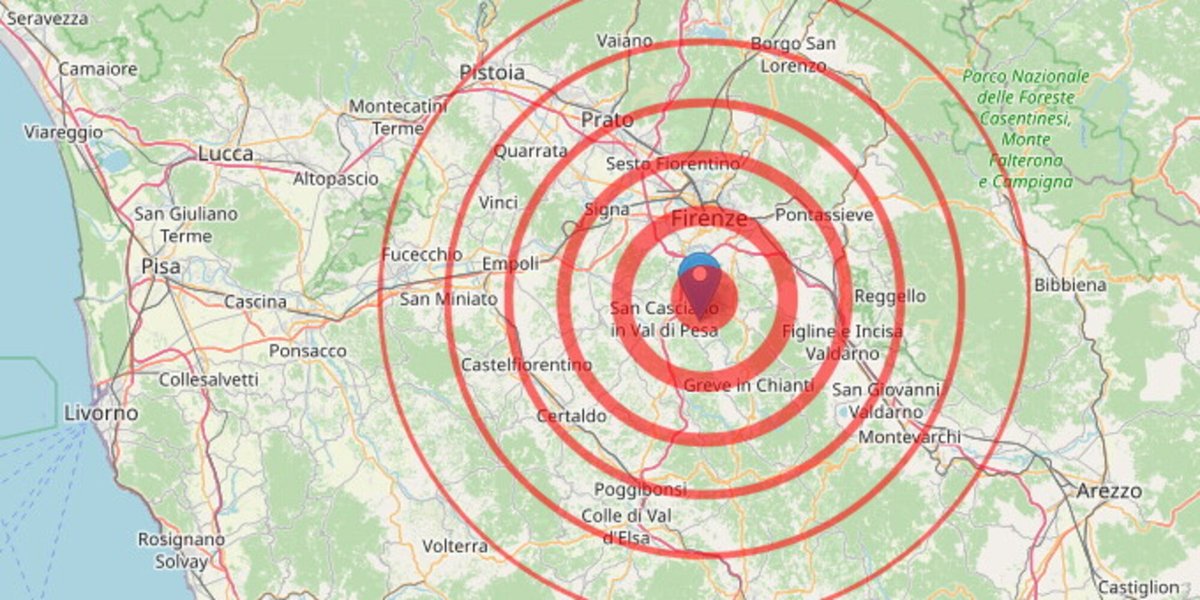 MediasetTgcom24's tweet photo. Forte scossa di terremoto in Toscana: magnitudo 3.7, epicentro vicino a Firenze  #firenze #istitutonazionaledigeofisicaevulcanologia #Impruneta https://t.co/P33p3x701f https://t.co/2WihLhWmnx
