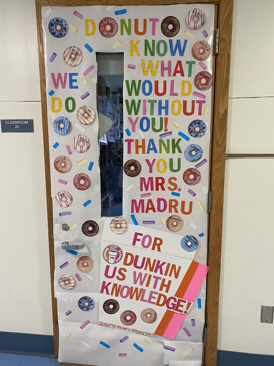 MrsMadru's tweet photo. Thank you to our fabulous @PTOCenter and room parents for putting a huge smile on my face this morning! Door decorating is one of the highlights of the year!! 🚪 🎉 🥳 https://t.co/vJD8LPwIDu