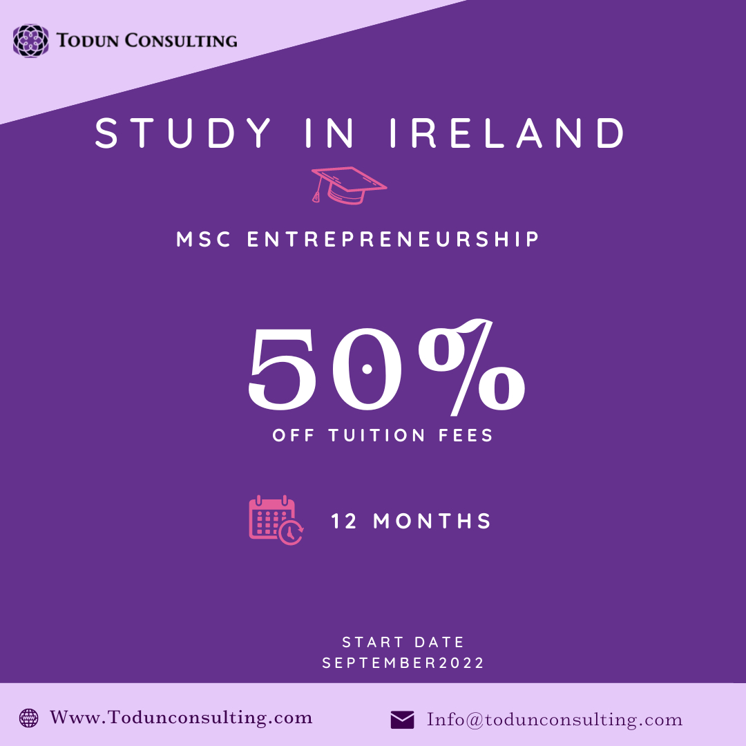 Todunconsulting's tweet photo. Do you have a 2:1 or 2:2? don't miss out on this offer for September 2022.
​​​​​​​​
Original Fees- €15,000​​​​​​​​
Discount - €7,500​​​​​​​​
​​​​​​​​
Note: you will have 2 years post study stay https://t.co/ReWsEiubaH