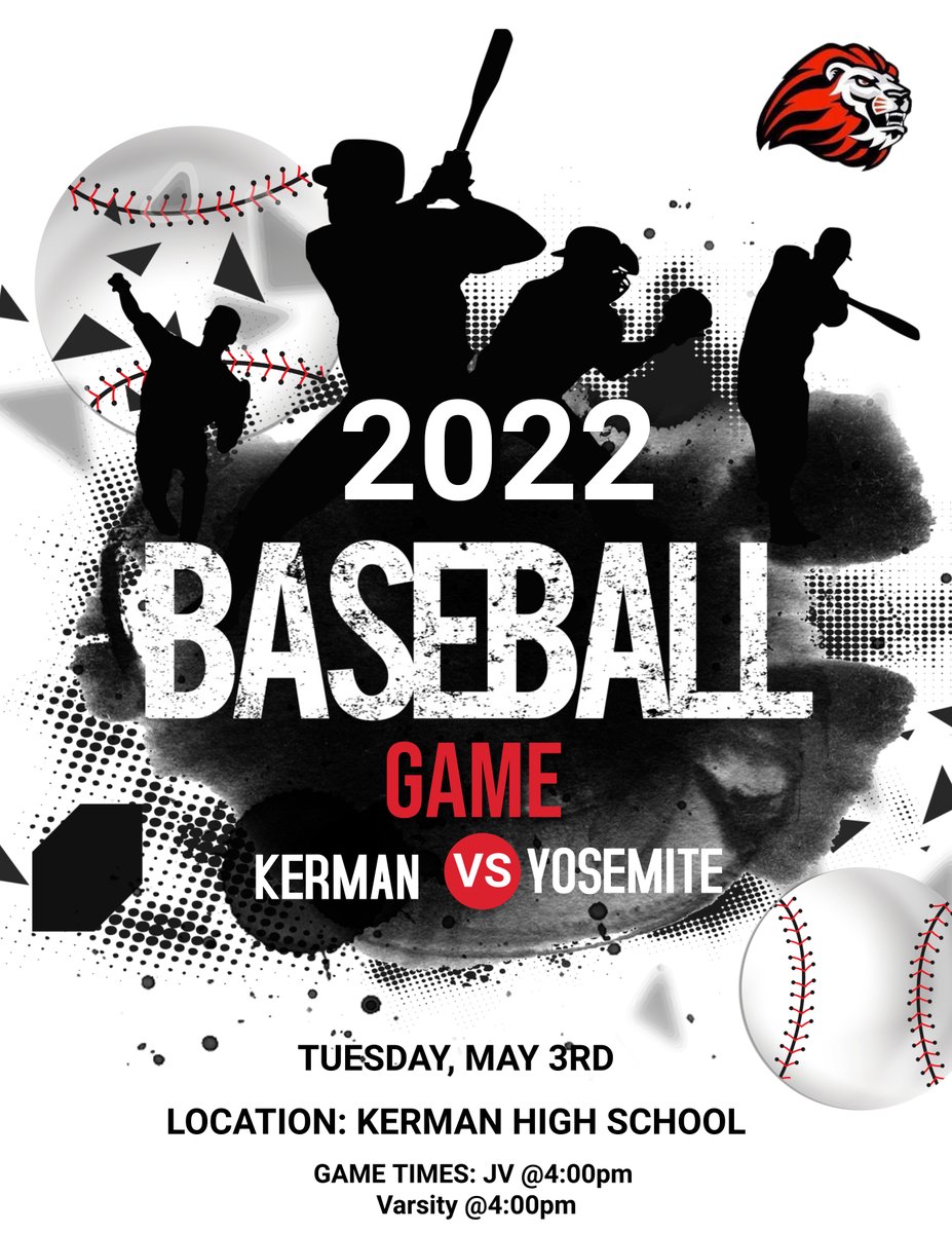 It's a great day for a baseball game! Come out and watch our lions as they take on Yosemite! Games start at 4:00pm!