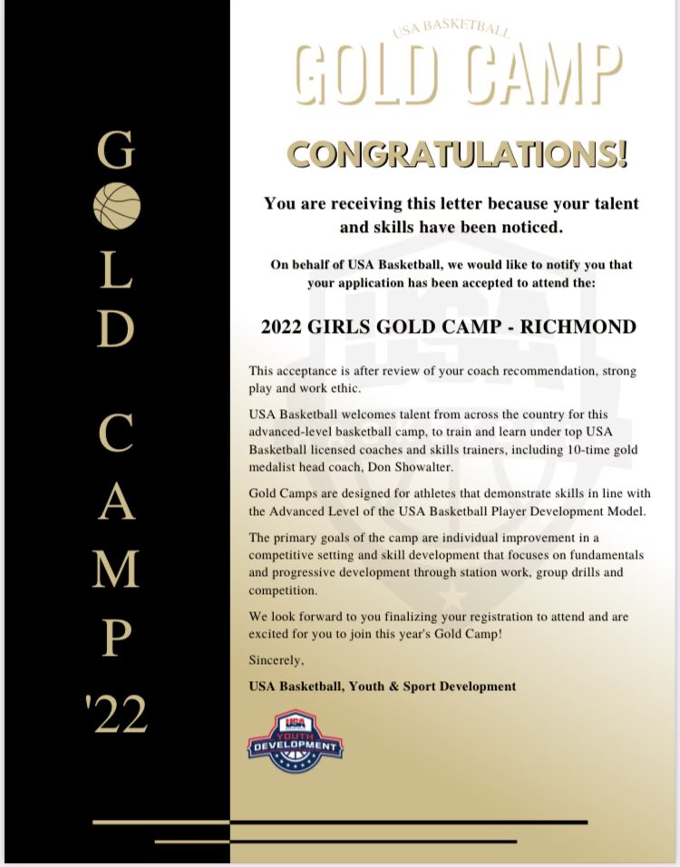 Katelyn O’Brien (@katelynobr) on Twitter photo Honored to be invited to the USA Basketball Girls Gold Camp 2022 in Richmond, Virginia. Thank you <a href="/usabasketball/">USA Basketball</a> for the opportunity. I can’t wait to learn, train, and play in Richmond! Honored to be invited to the USA Basketball Girls Gold Camp 2022 in Richmond, Virginia. Thank you <a href="/usabasketball/">USA Basketball</a> for the opportunity. I can’t wait to learn, train, and play in Richmond!