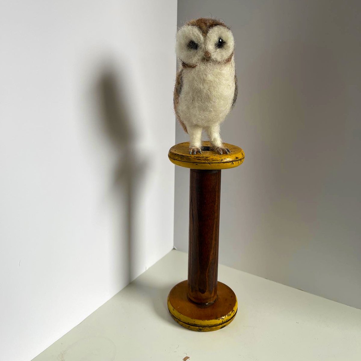 Needle felted Barn Owl is finished and on his perch watching!