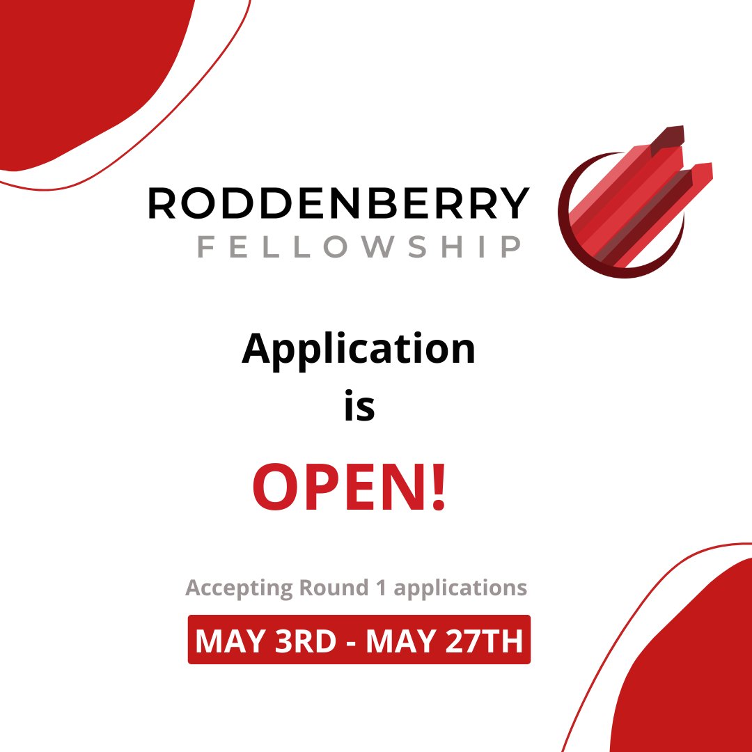 Innovators, community leaders, changemakers, and activists; we want to hear from you!
The Roddenberry Fellowship application is officially open, and we cannot wait to receive your entries.
Submit your application for $50k and much more here: bit.ly/3vE63Aj