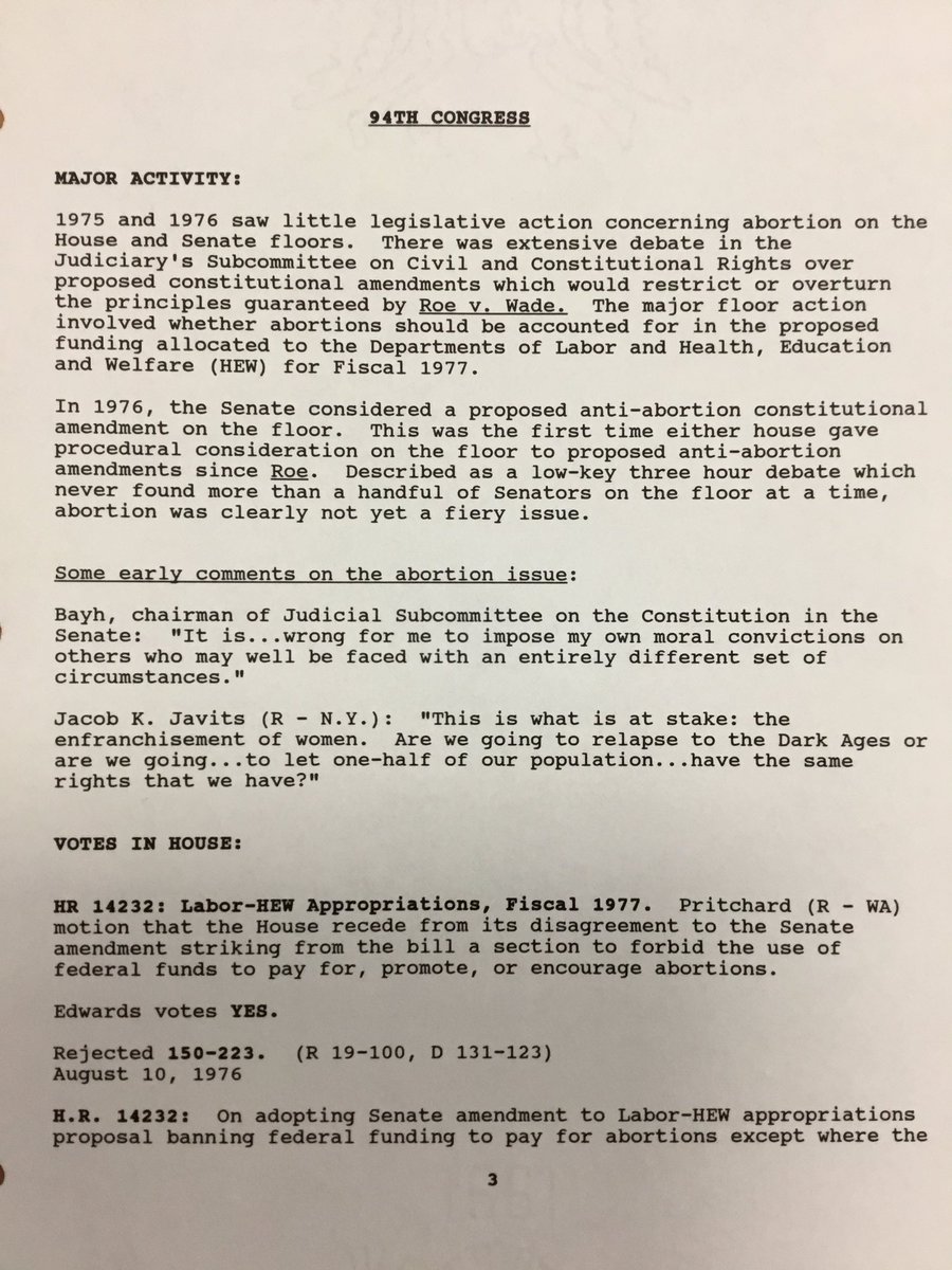 SJSUSpeccoll's tweet photo. Abortion history from the Don Edwards Congressional Papers, circa 1976. Jacob Javits, R - N.Y.: “This is what is at stake: the enfranchisement of women. Are we going to relapse to the Dark Ages or are we going to let one-half of our population have the same rights as we have?” https://t.co/D4wb28ZbRb