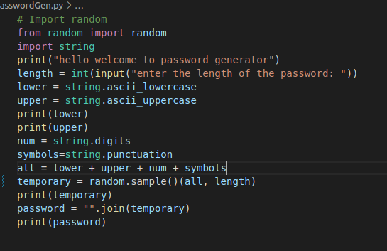 Blessed15644957's tweet photo. #100DaysOfCode 
#codeHive2022
 created a random password generator in python https://t.co/1lyh5dwxln