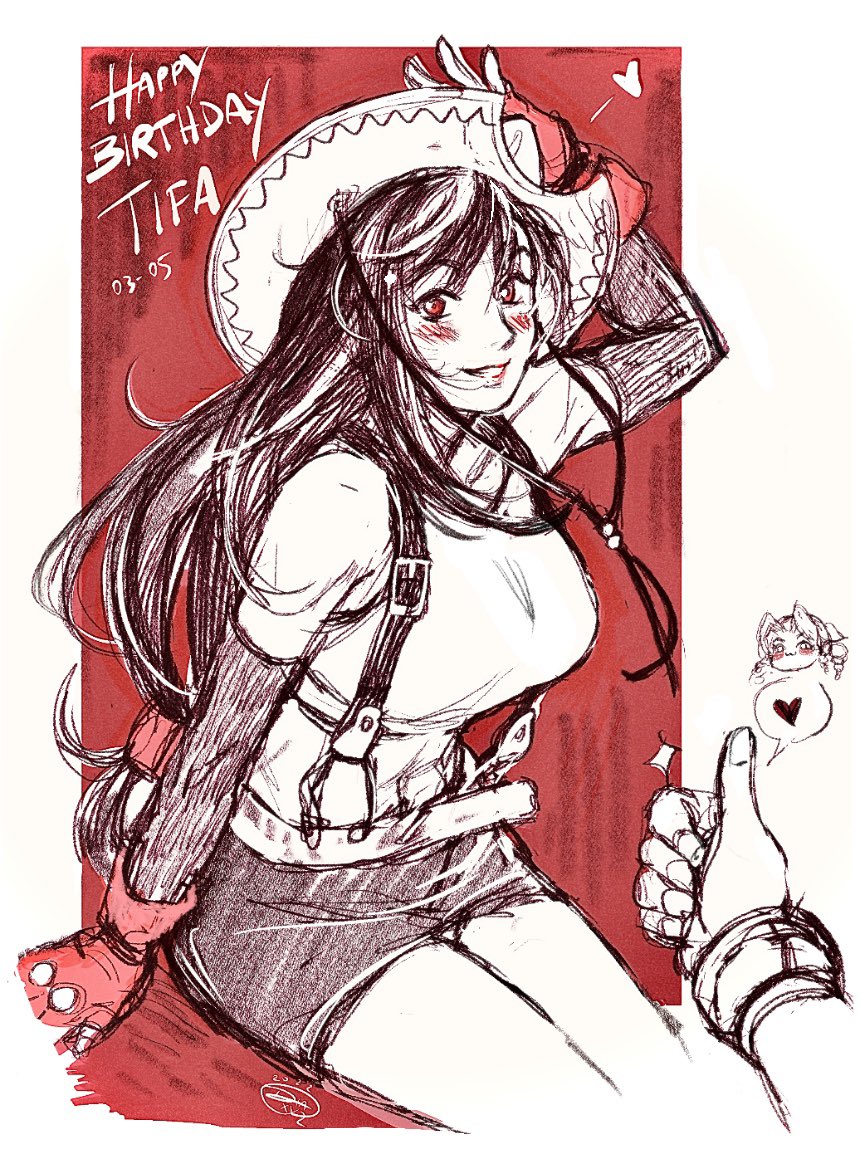 A fast sketch to celebrate #TifaLockhart’ s day! She’s always fun to draw 😊❤️ Happy Birthday #Tifa!🤠🐬🍹 #FF7 #HappyBirthdayTifa #ティファ誕生祭2022 #tifaweek