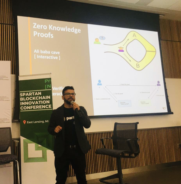 ZKPanther's tweet photo. Based, as always.😎

$ZKP's Head of Product, @saifonblock, visited
 @michiganstateu's @msu_blockchain!

Saif delivered his talk on #Privacy and #DeFi and met the University's students, who showed great interest in Panther's vision. 

Open minds are building an open web together. https://t.co/3rtx2UUi2u