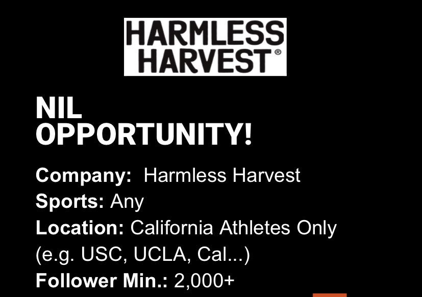 CalVolleyFan's tweet photo. If you’re curious what an NIL sponsorship offer looks like. Here’s one for a drink brand looking for 3 posts of authentic content to promote a product on Insta Feed &amp; Story, TikTok.  $43 in product &amp; cash for your NIL value w 2k minimum followers. https://t.co/ttMWo4y6HQ