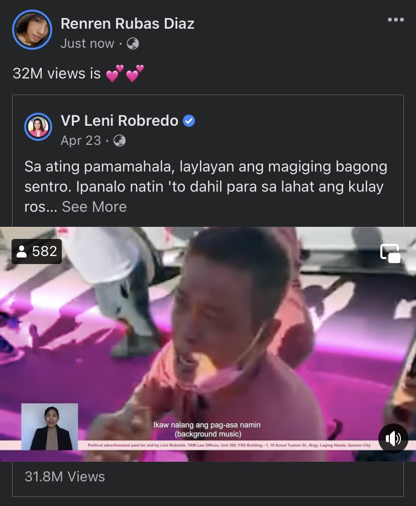 rainrubas's tweet photo. 32M views ang LUPET!! Sabihin nyong di mananalo si VP @lenirobredo  #Ipana10NatinParaSaLahat #LenSlide https://t.co/BlnTWGn5LV