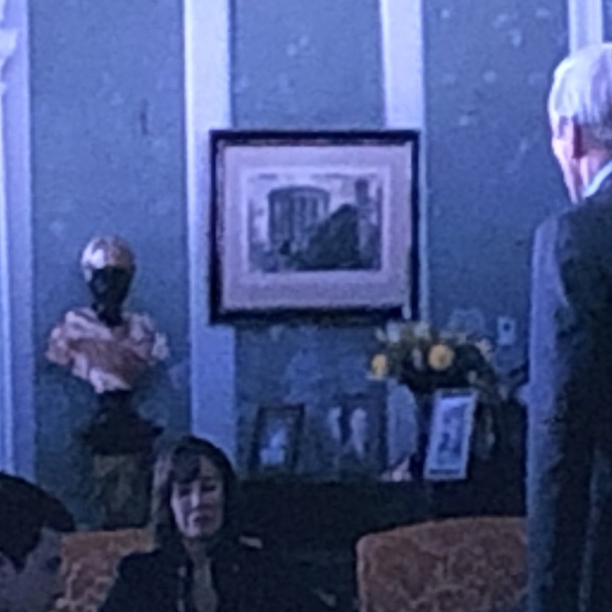piranesiusc's tweet photo. Piranesi on tv!  A scene from The Dropout shows Piranesi’s “View of the Temple of the Sibyl in Tivoli” in the palatial home of George Shultz (played by Sam Waterston, with his back to the camera). #artontv #tvbackground #18century @UofSCRareBooks @UofSClibraries @uofscdigcoll https://t.co/KFkObgCrfy