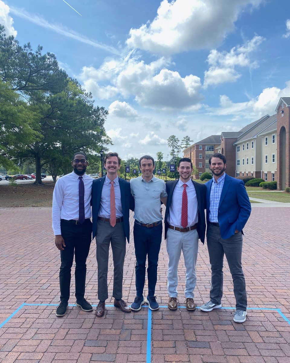 DrGregGrosicki's tweet photo. A day of successful thesis defenses! Incredibly thankful for the passion, hard work, and dedication of these soon-to-be graduates. They make the magic happen and I am so grateful to have worked with this crew.

Pictured: Peter Gaither, @WBlumenburg, Josiah Frederick, @BLCross15 https://t.co/r6hlZWcnkF
