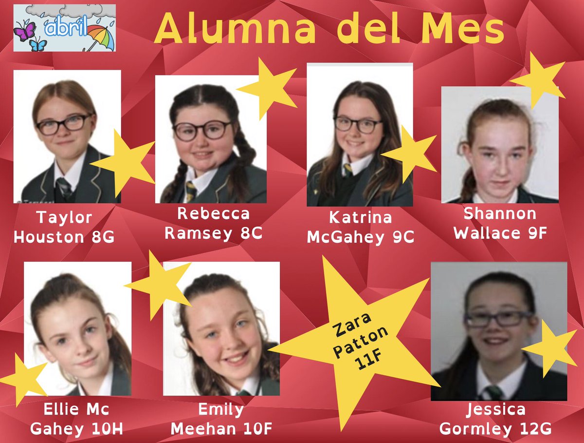 <a href="/LanguageStCs/">StCecilia'sLanguages</a> <a href="/StCeciliasDerry/">St. Cecilia’s College</a> 
Enhorabuena a nuestras Alumnas del Mes - continuan con el trabajo excelente! 🇪🇸 Congratulations to our Pupils of the Month for April! Keep up the great work!