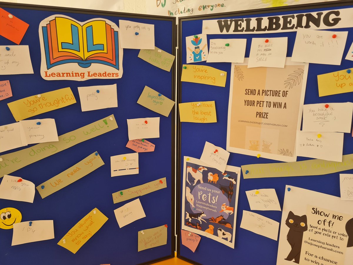 Day 1 of our Learning Leaders Wellbeing Pop-up station today - 'Give a compliment, get a compliment '. Sharing some positivity across the school. ☺️📝🏫@HTeehan @CBlearninghub @stjosephsrush @ciaranreade @ThereseEgan2 @StJosephsHSCL @StjLeaders pic.twitter.com/m33OaGHnxs