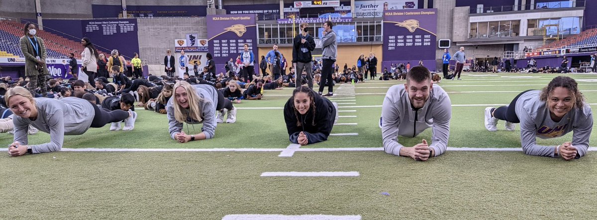 UNIAthletics's tweet photo. Workouts have never been so fun! @HyVee Kids Fit gave our Panthers a chance to experience recess again! Thanks for the playtime! #EverLoyal https://t.co/42dtm6qsHZ