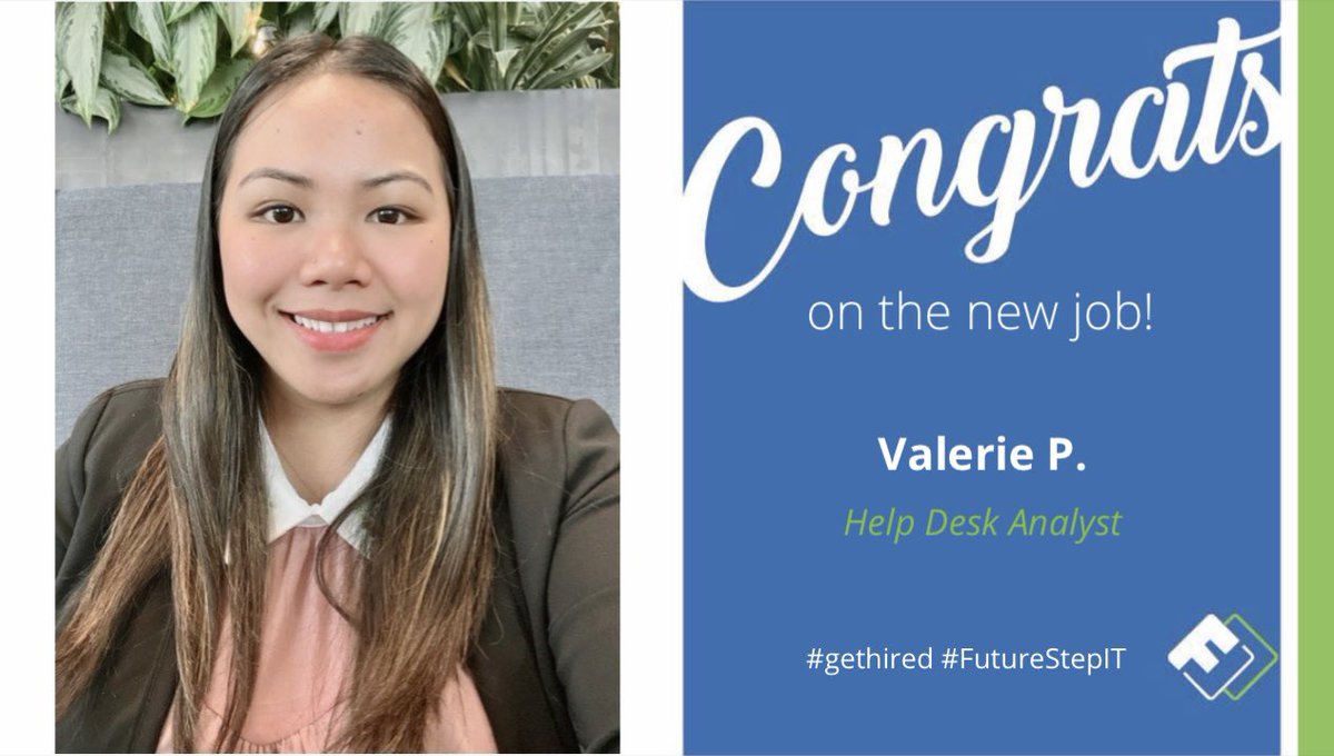 FuturestepIt's tweet photo. STRAIGHT OUTTA PER SCHOLAS!! So excited to have assisted hiring Valerie right out of her tech curriculum. Such a bright future in tech! @PerScholas #FutureStepIT #GetHired #womenintech https://t.co/cHJzdr91Je