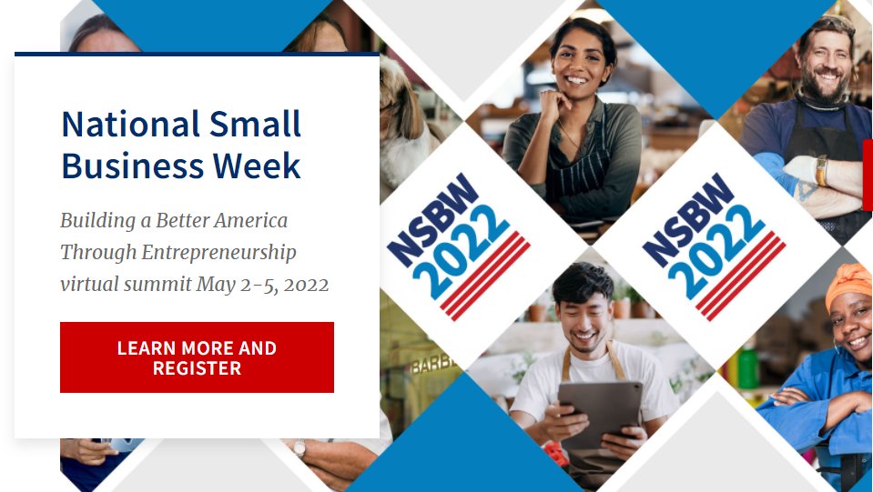 SBA_Iowa's tweet photo. Happy National #SmallBusinessWeek! This year’s theme, “Building a Better America through Entrepreneurship,” celebrates the resiliency and tenacity of America’s entrepreneurs who are contributing to our nation’s historic economic comeback. 

More here → https://t.co/jA0Ff8KqMo https://t.co/OsCwjRQajf