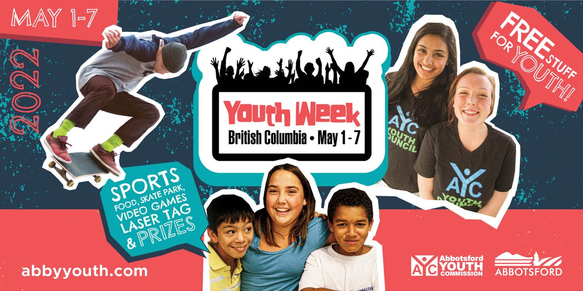 City_Abbotsford's tweet photo. Register for Youth Week! From May 1-7 enjoy a week of FREE activities and prizes. Visit https://t.co/YdxybUiTqu to register and view the schedule. https://t.co/LaOeSFisvY