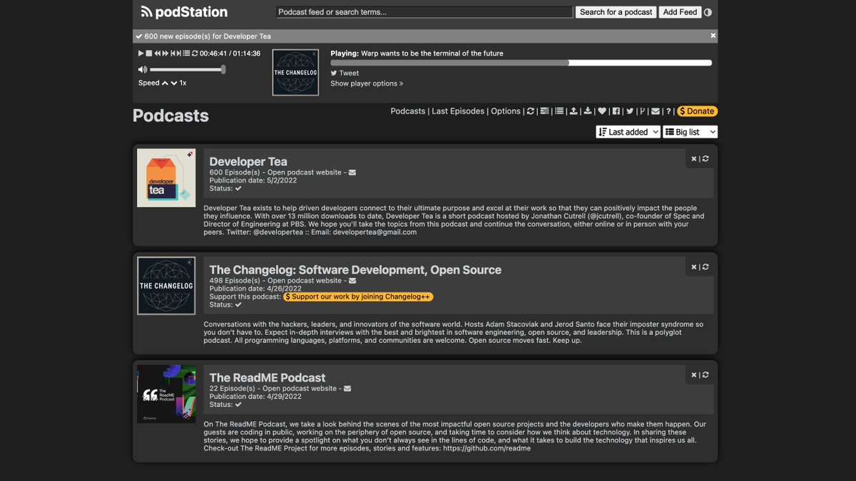 github's tweet photo. In need of a nice, free, and open source podcast aggregator for your browser? The podStation Chrome extension might be just what you're looking (or listening) for: https://t.co/gK4ScGdQoX 🎧 https://t.co/kdfaDZ65oj