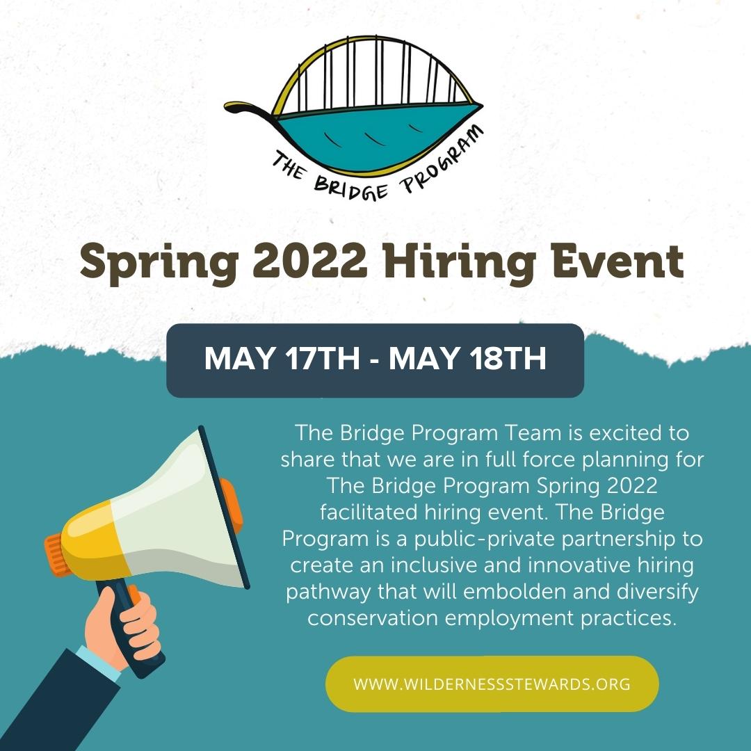 GreeningYouth's tweet photo. The Bridge Project Spring 2022 Hiring Event is coming up on May 17th &amp; 18th! 

With keynote speakers and networking time scheduled, you’ll be sure to gain important knowledge about the conservation field.

Be sure to check out @Bridge__Project to learn more!

#youth #jobs #HBCUI https://t.co/VXMXKE9ZxQ