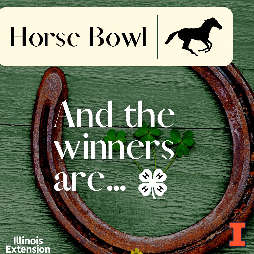 Congratulations to the winners of the IL 4-H Horse Bowl Contest! Horse Bowl functions much like a scholastic bowl in a school setting, with an emphasis on equine knowledge with youth competing both individually and on teams. Full release here: go.illinois.edu/HorseBowl22