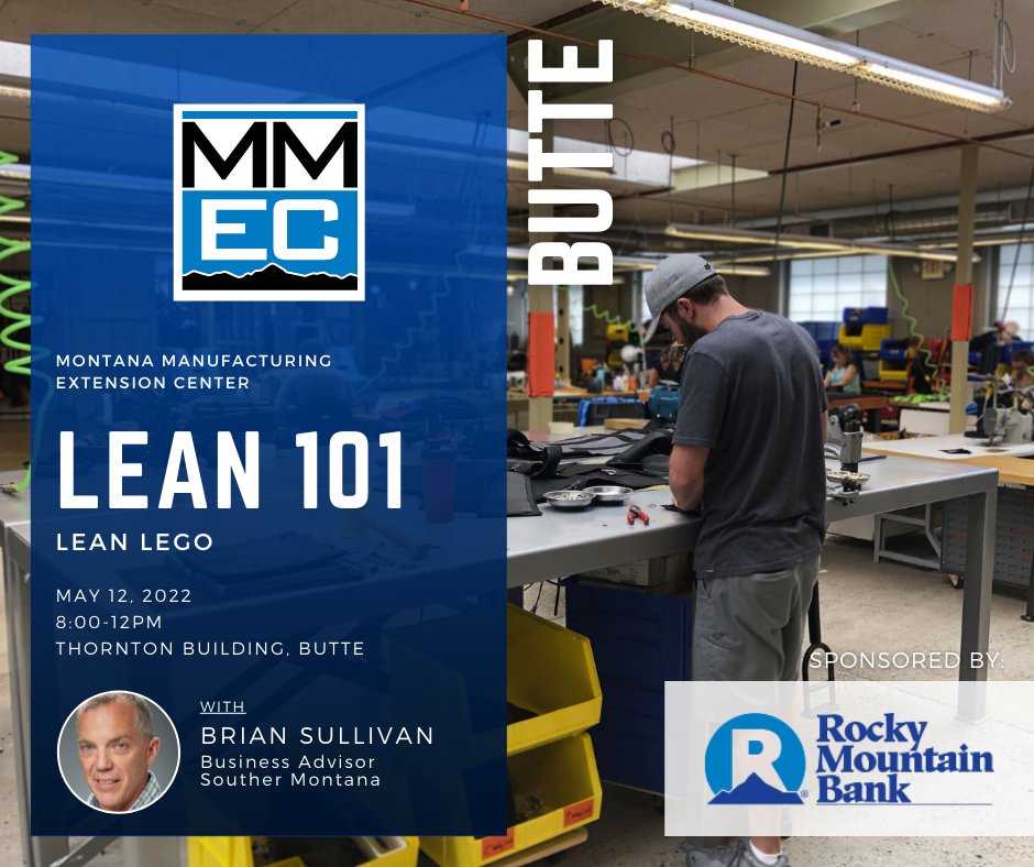 Attend the Lean 101: #Lean #Lego workshop and find out you’ll see your production lines in a whole new light! Attend this introductory workshop in Butte on May 12th. Register here: cvent.me/xv1E0r Thank you @RMBank_