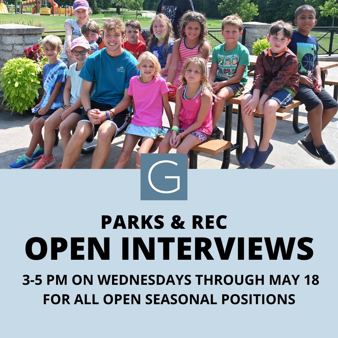 Gahanna Parks & Rec on Twitter "We are hosting open interviews for