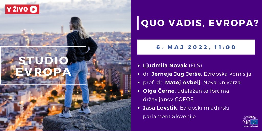 Europarl_SL's tweet photo. Kakšen je izkupiček konference o prihodnosti Evrope🇪🇺 in kako bo ta vplivala na razvoj in prihodnjo vlogo EU? Prisluhnite razpravi Quo vadis, Evropa? v #StudioEvropa ta petek ob 11h v živo v Hiši EU ali v prenosu na: 
FB 👉🏻https://t.co/9aAqm98Weu 
YT 👉🏻https://t.co/6j2lmLYSiu https://t.co/EZzjw5A7rs