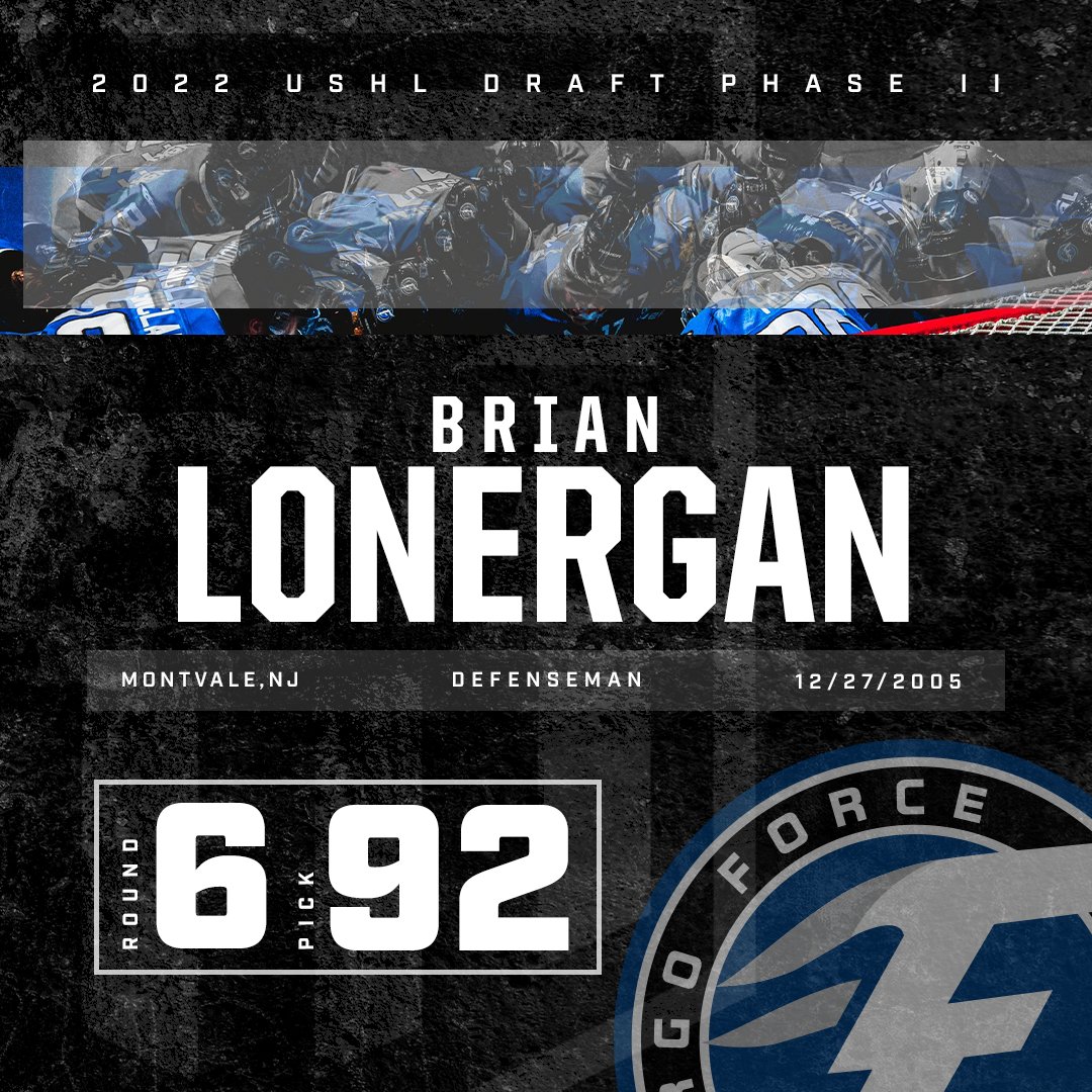 With the 92nd overall pick of the 2022 USHL Phase II Draft the Fargo Force select Brian Lonergan, welcome to the #ForceFamily Brian!