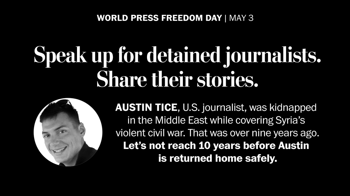 Truth matters. A free press matters.
Speak up for detained journalists. Share their stories.
#FreeAustinTice 
#WPFD2022 #WorldPressFreedomDay2022