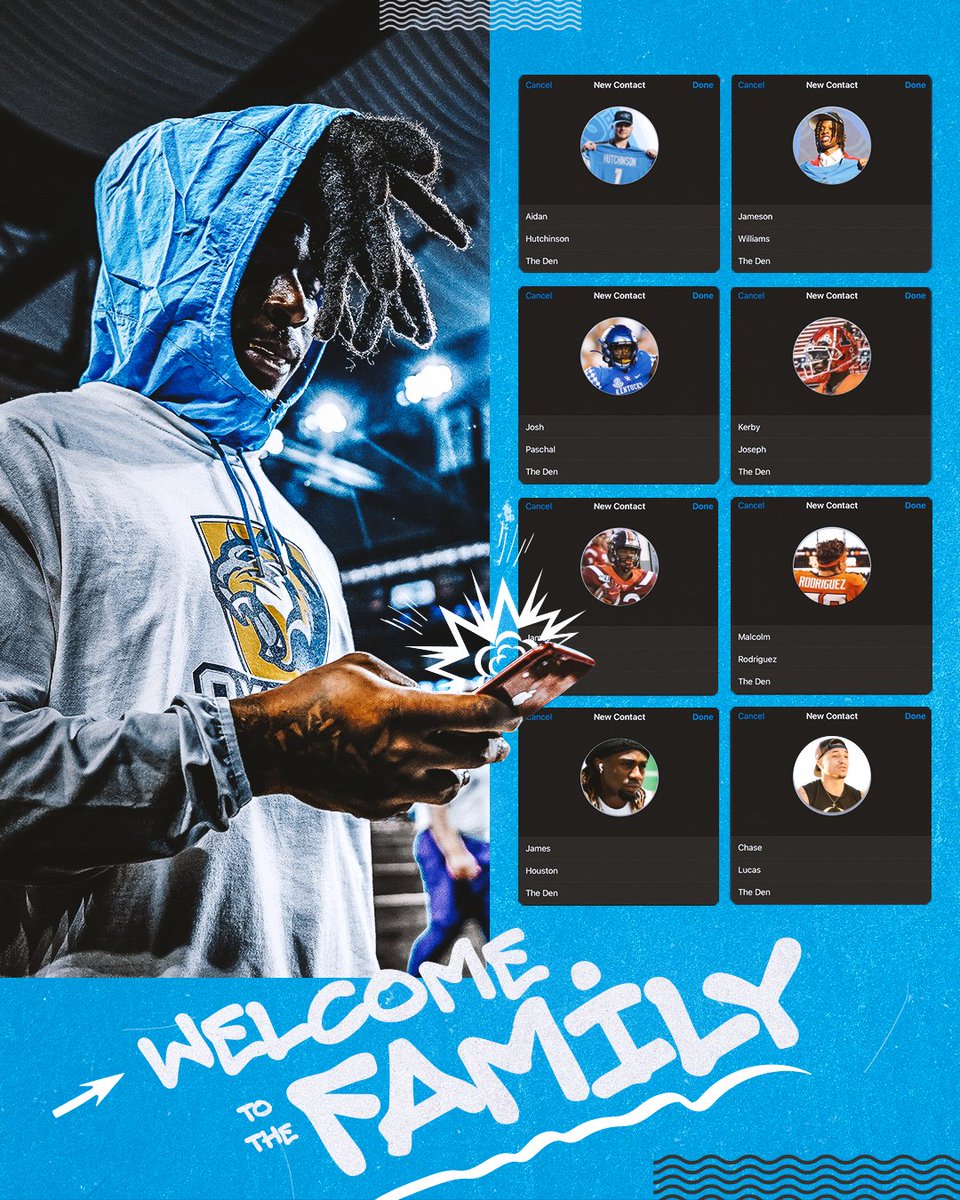 jswaggdaddy's tweet photo. Had to update my contacts... Welcome to the Village of the Den 🦁 #NFLDraft #OnePride

@aidanhutch97  @malcolmlrod  @bigsgjamo @Chase_Lucas2 @Jthouston_4 @j_mitch82 @JKERB25 @JPaschalx @Lions https://t.co/Tc8gtkwraU