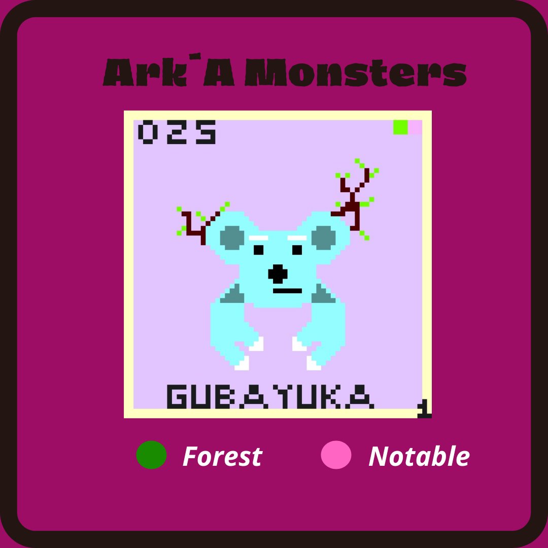 This friendly Ark'en is found in the forests of Ark'a usually on the trees.
🌳🐨
Come on, discovery our world !!

#NFTCommunity #NFTGiveaways #NFTsales #nftart