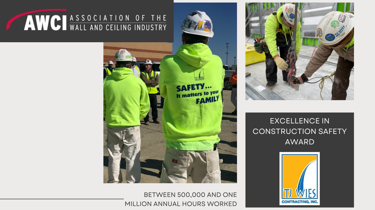 AWCI_INFO's tweet photo. Congratulations to @tjwiesstl! This family-run company has grown to almost 300 employees yet, throughout their growth, have maintained a commitment to culture-based #safety & #health excellence. #excellence #AWCI22 #leadership #AWCISafe #ConstructionSafetyWeek https://t.co/ydJv3rd8Vk