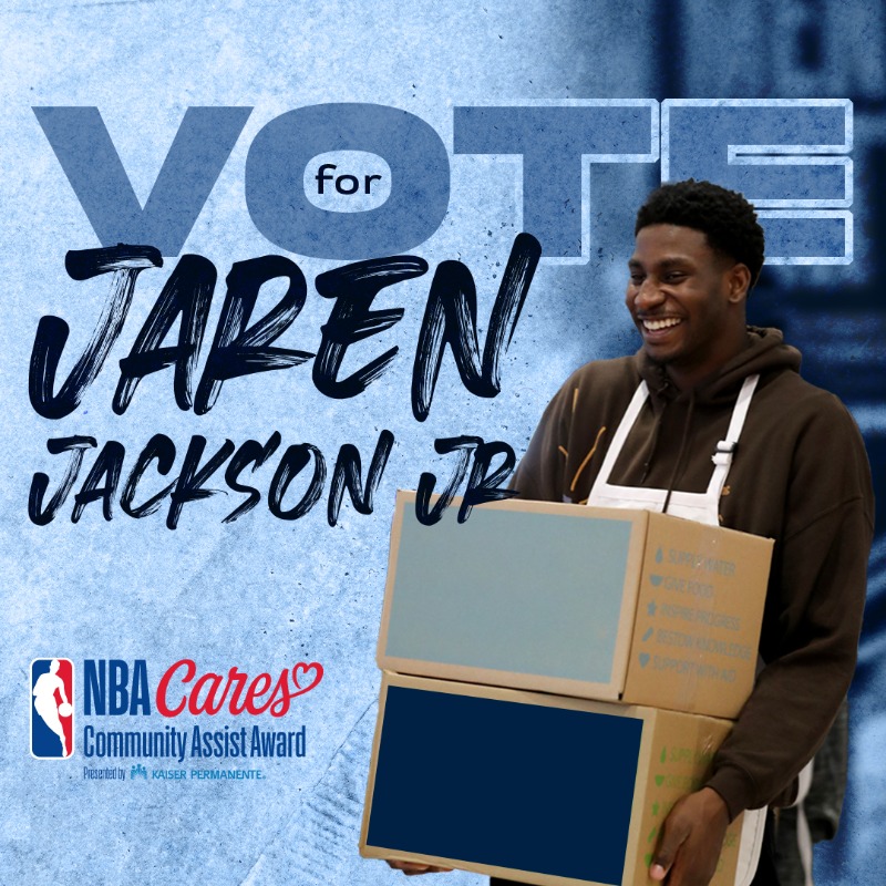 memgrizz's tweet photo. RT to vote @jarenjacksonjr for the #NBACommunityAssist Award.

🗳 1 RT = 2 VOTES TODAY 🗳